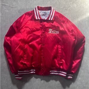 90s Vintage Nebraska Cornhuskers Chalk Line Satin Red Jacket Size XL